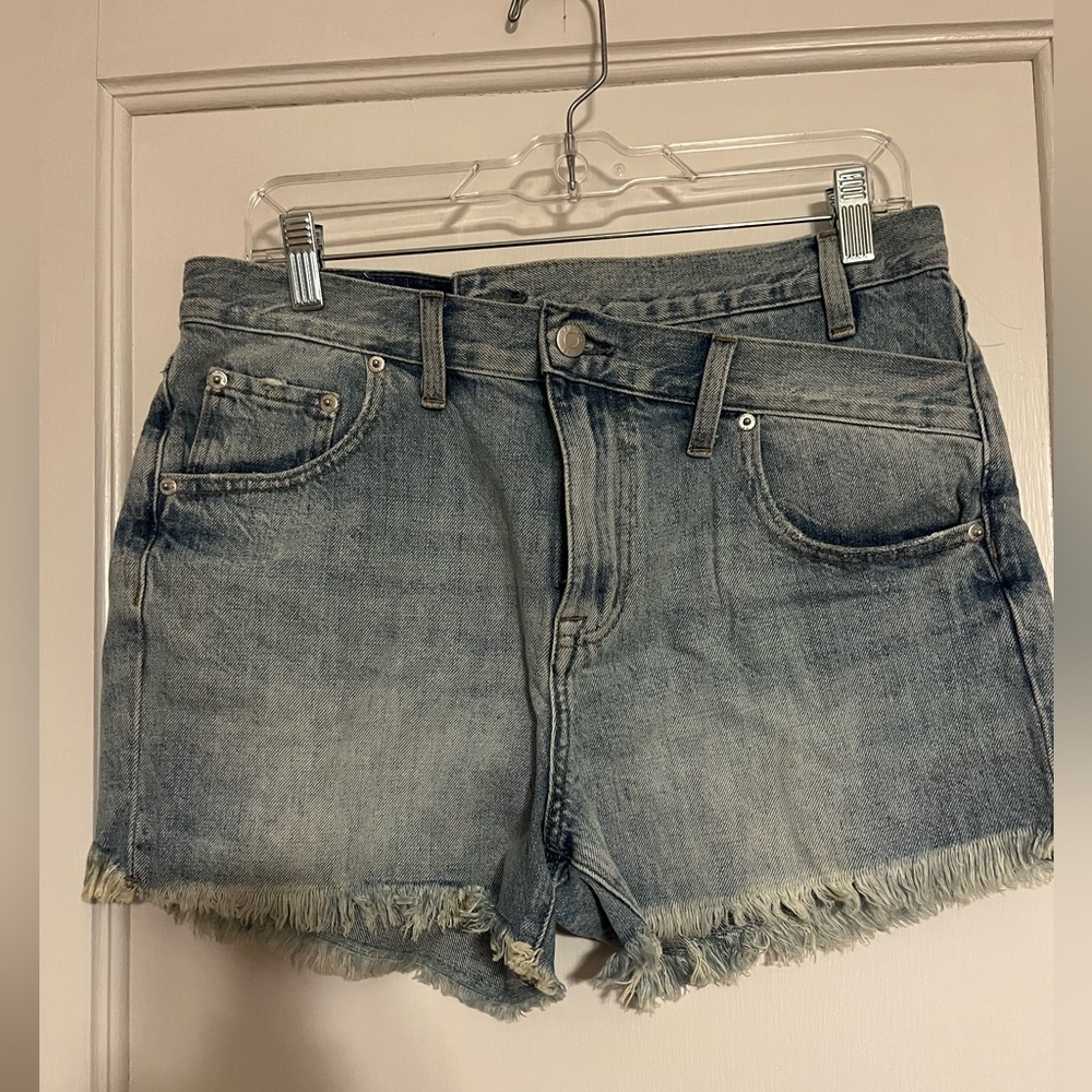 Pistola denim shorts with crossover waistband